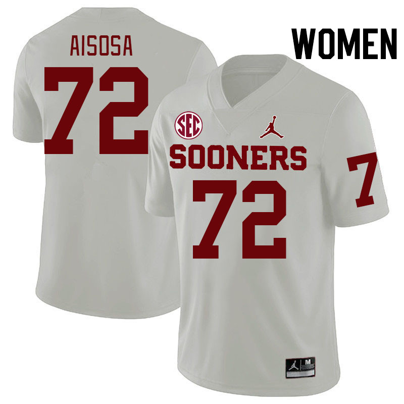 Women #72 Josh Aisosa Oklahoma Sooners 2024 SEC Conference College Football Jerseys-White